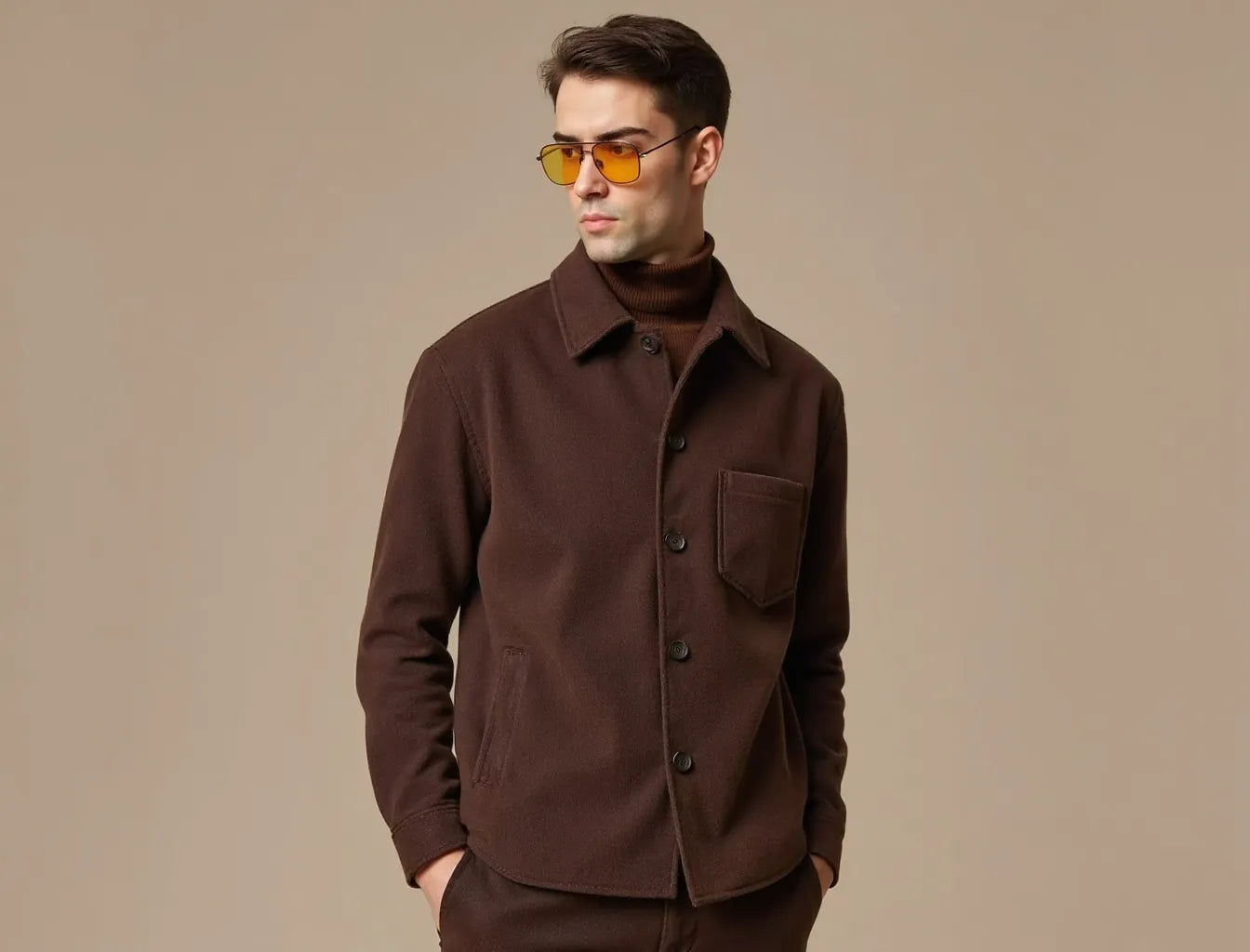 Brown Men's Pocket Shirt