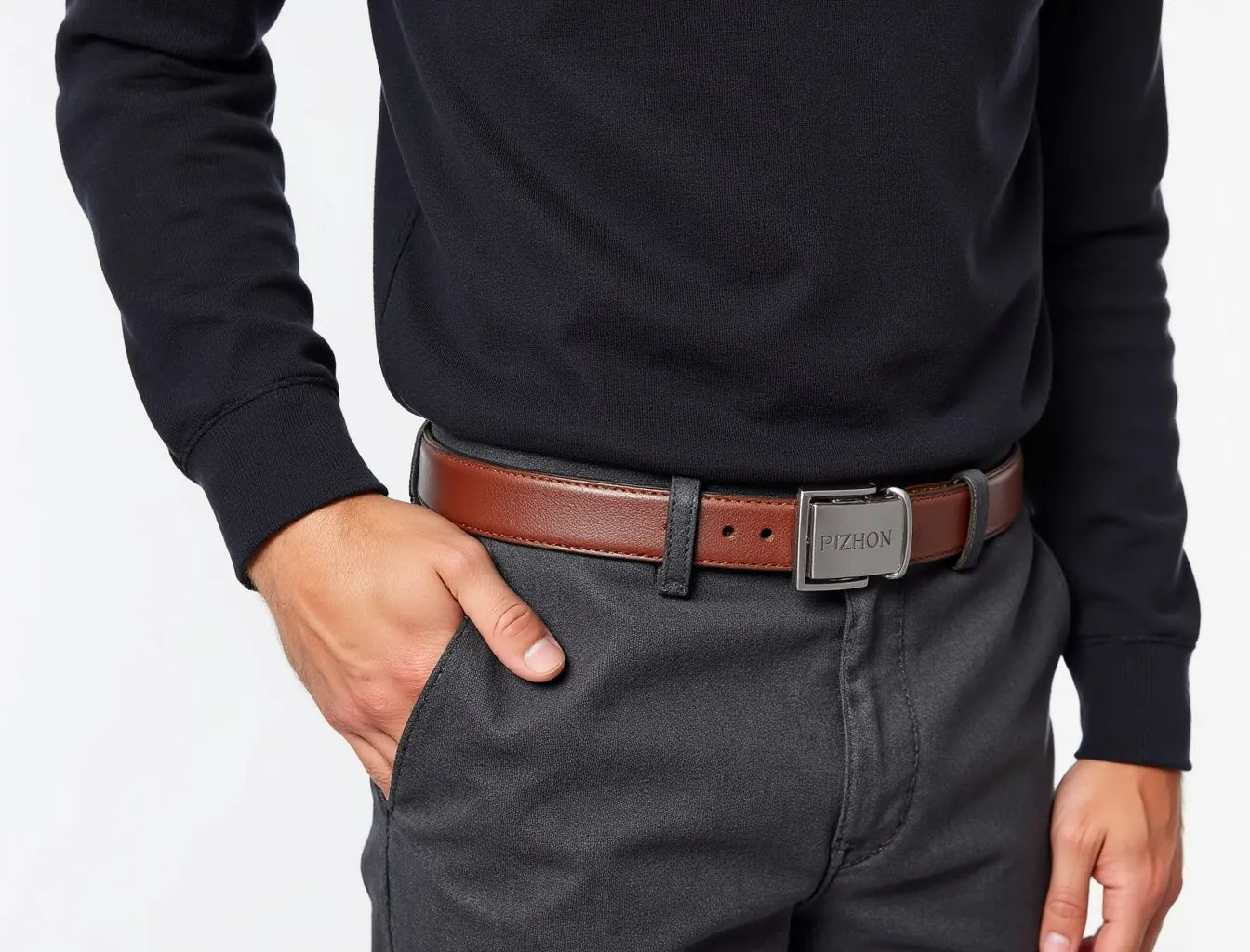 Brown Leather Men's Belt