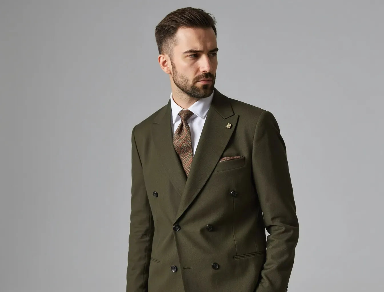 Olive Men's Double Suit