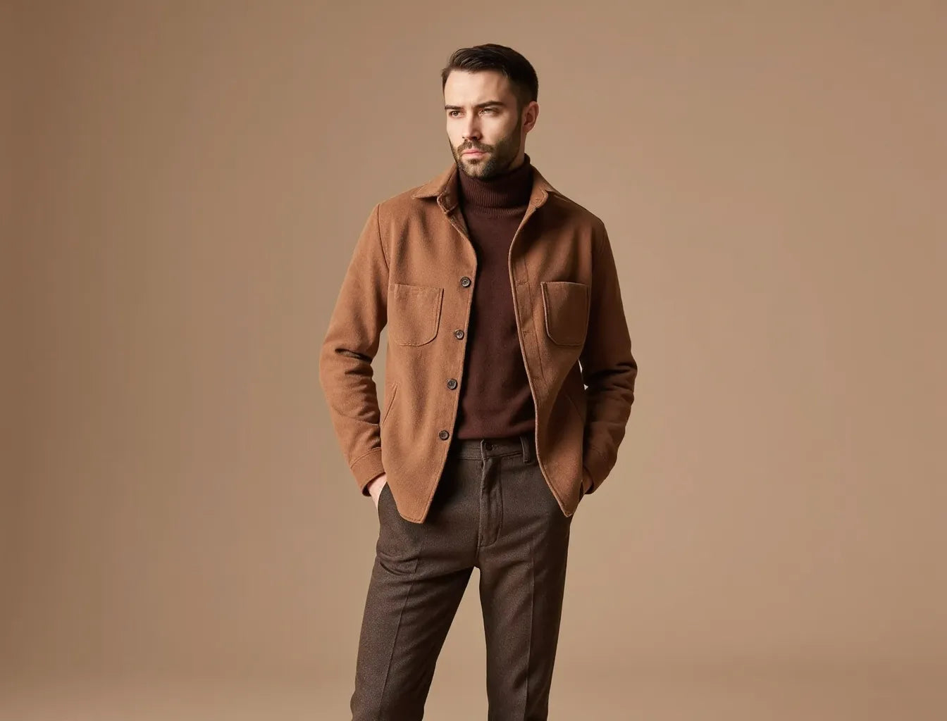 Men's Cropped Brown Coat