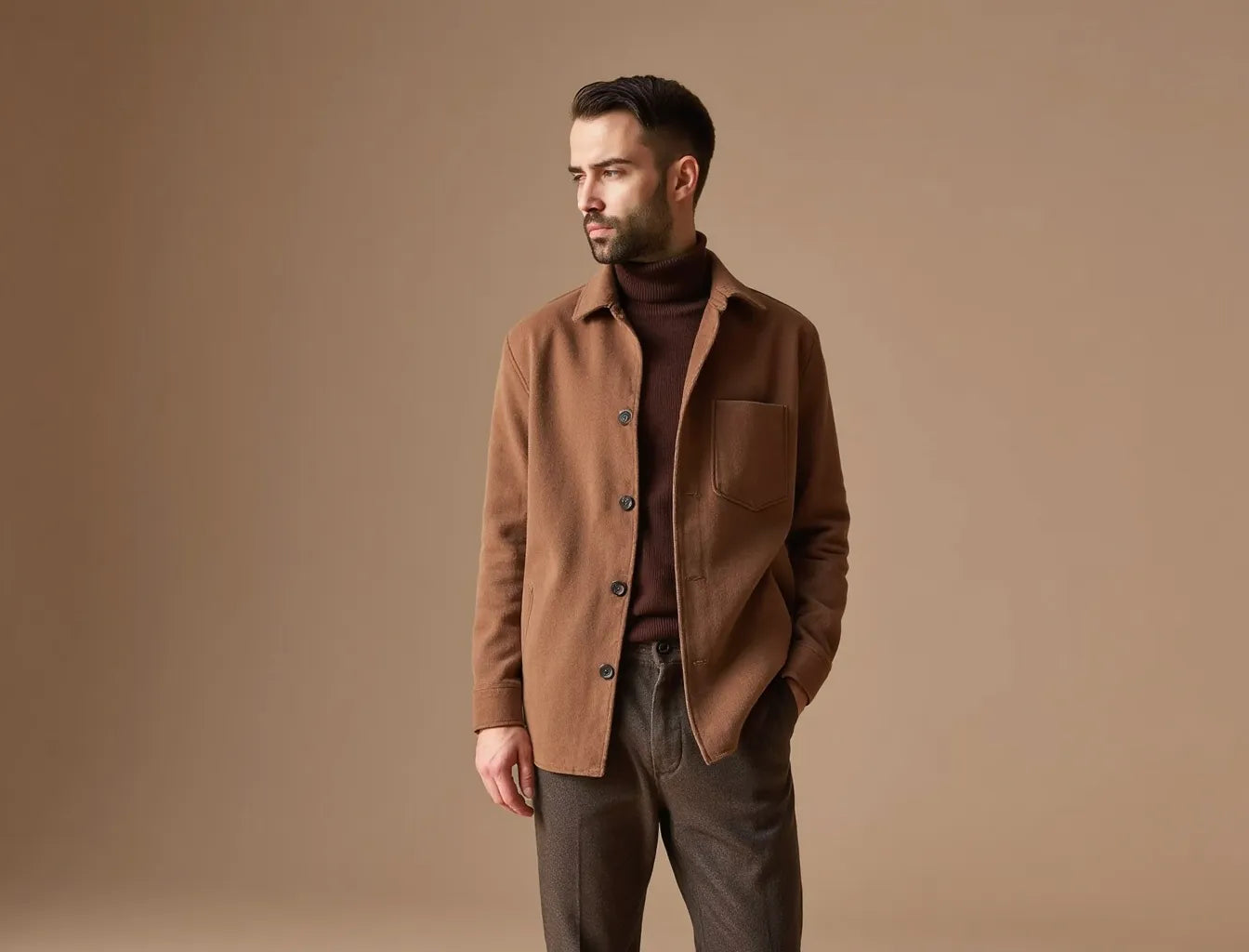 Men's Cropped Brown Coat