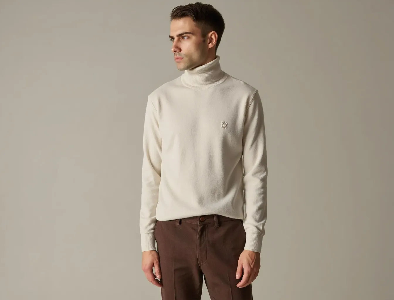 White Men's Collar Sweater
