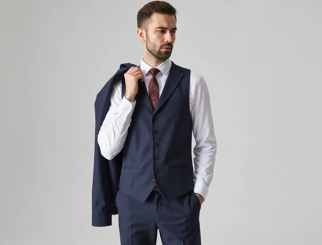 Dark Blue Men's Triple Suit
