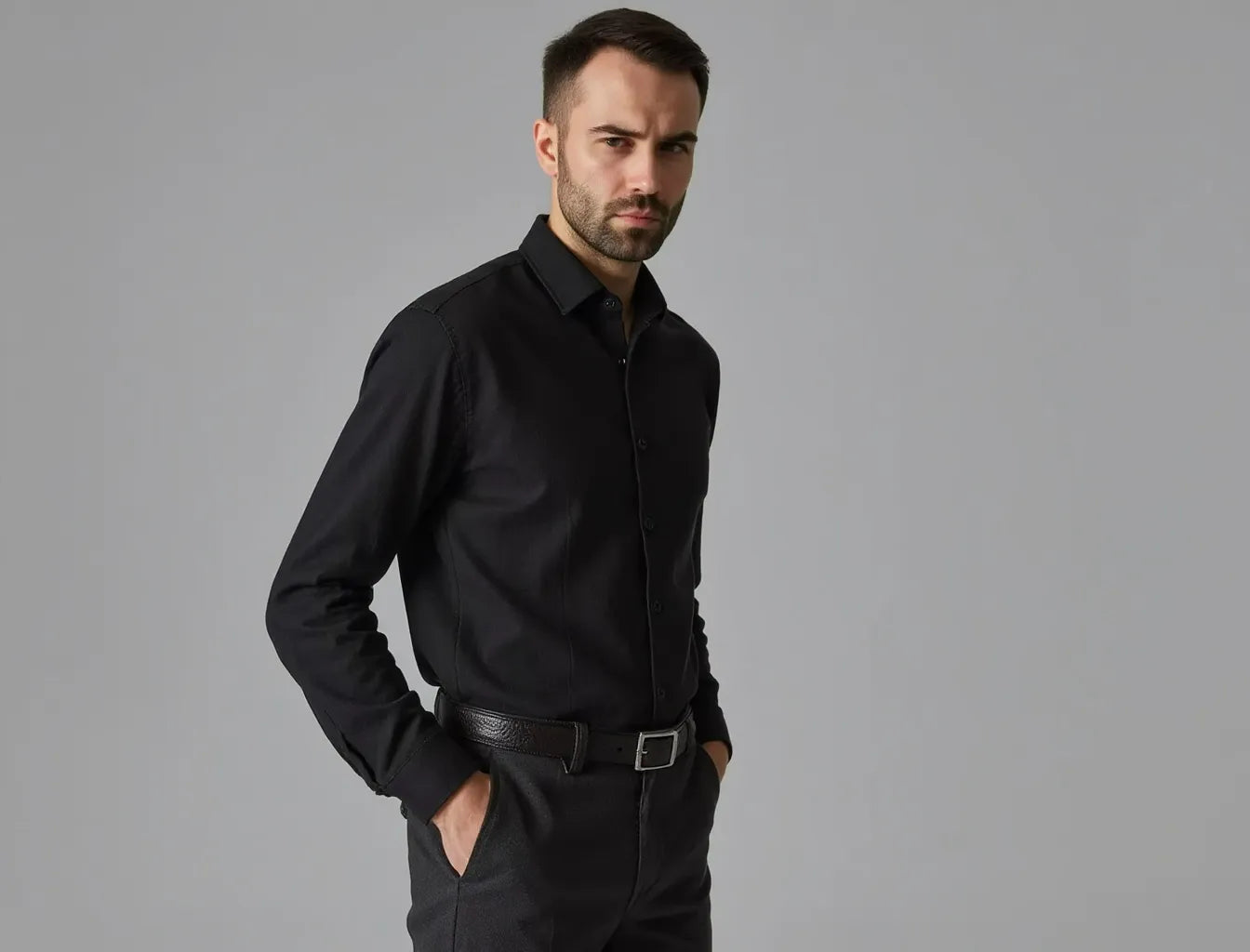 Black Stretch Men's Shirt