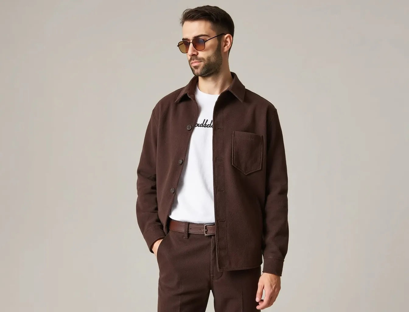 Men's Brown Set Shirt & Pants