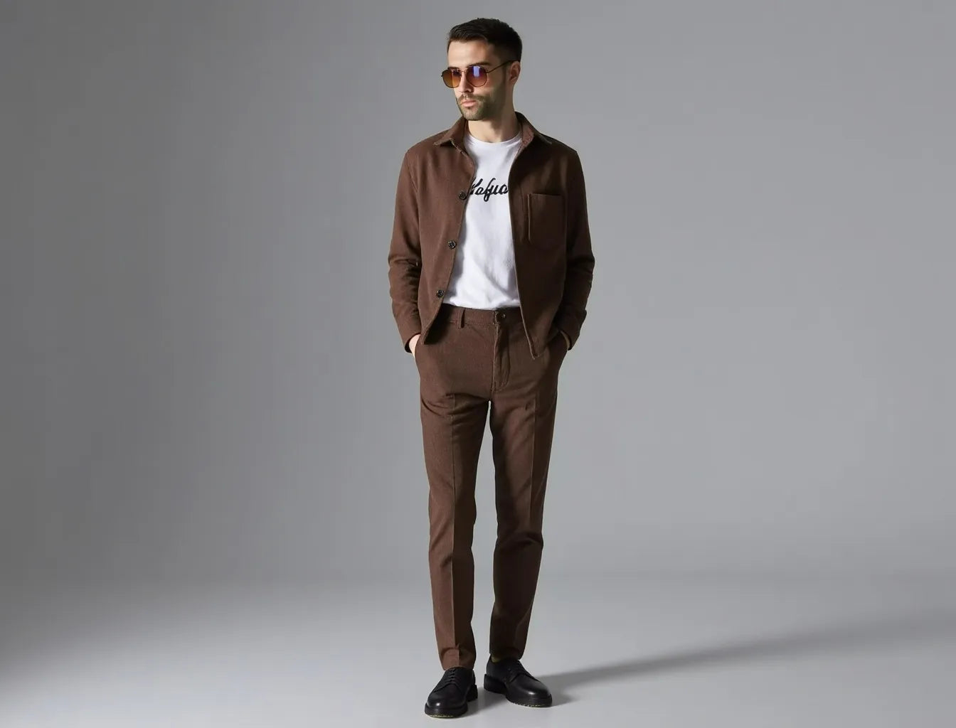 Men's Brown Set Shirt & Pants