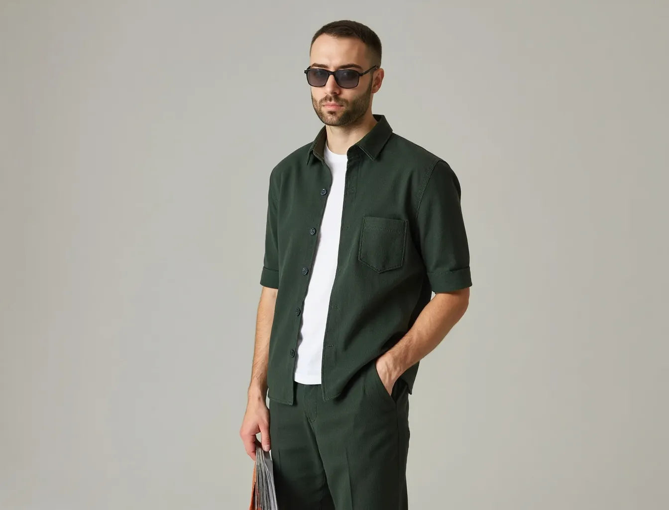 Green Short Sleeve Shirt and Pants